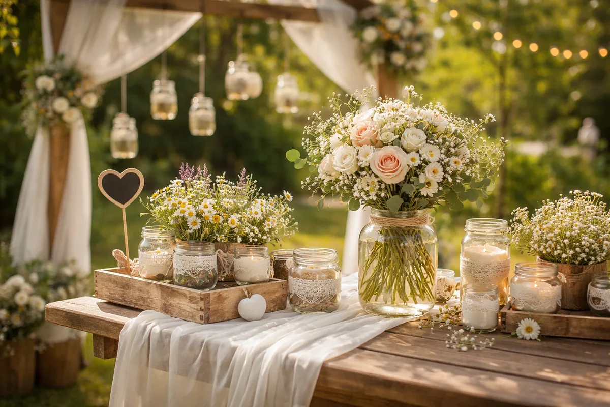 Idées de décoration mariage champêtre facile à faire soi même